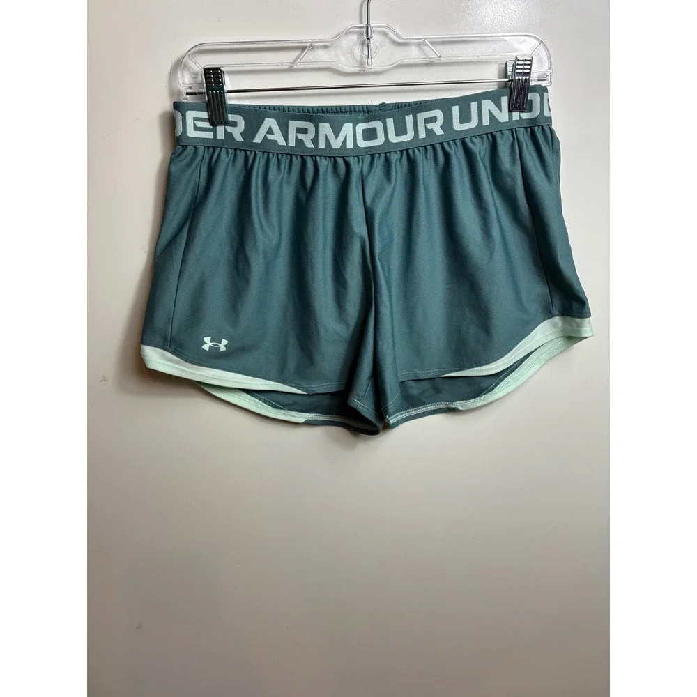 Under Armour Womens Play Up 3.0 Shorts Teal Green Athletic Running Gym‎ Size S